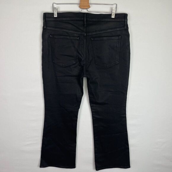 Madewell Mid Rise Kick Out Flare Crop Jeans in True Black Wash Coated Edition 33 - Picture 3 of 8